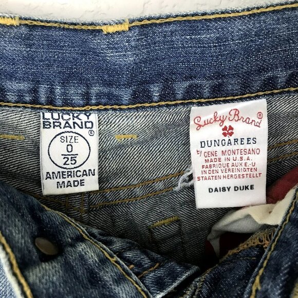 Lucky Brand Daisy Duke Dungarees Raw Hem Cut Off Shorts size 0/25 - Picture 3 of 3